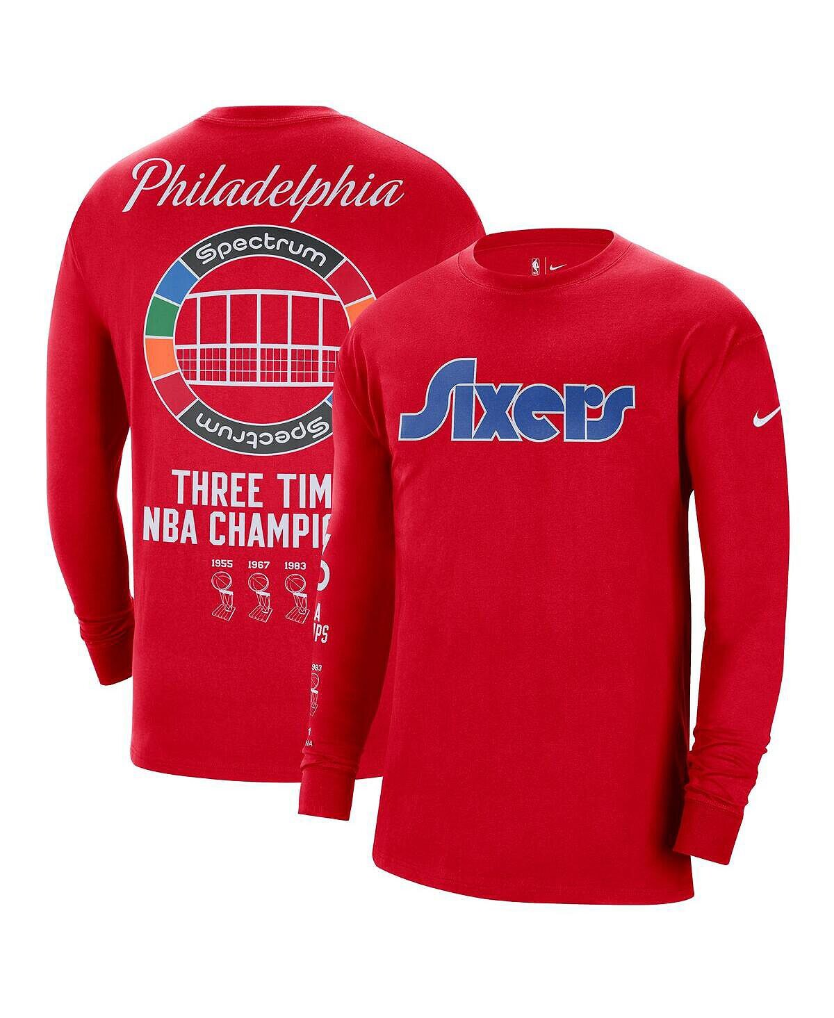 

Мужская красная футболка с длинным рукавом philadelphia 76ers 2021/22 city edition courtside heavyweight moments Nike, красный