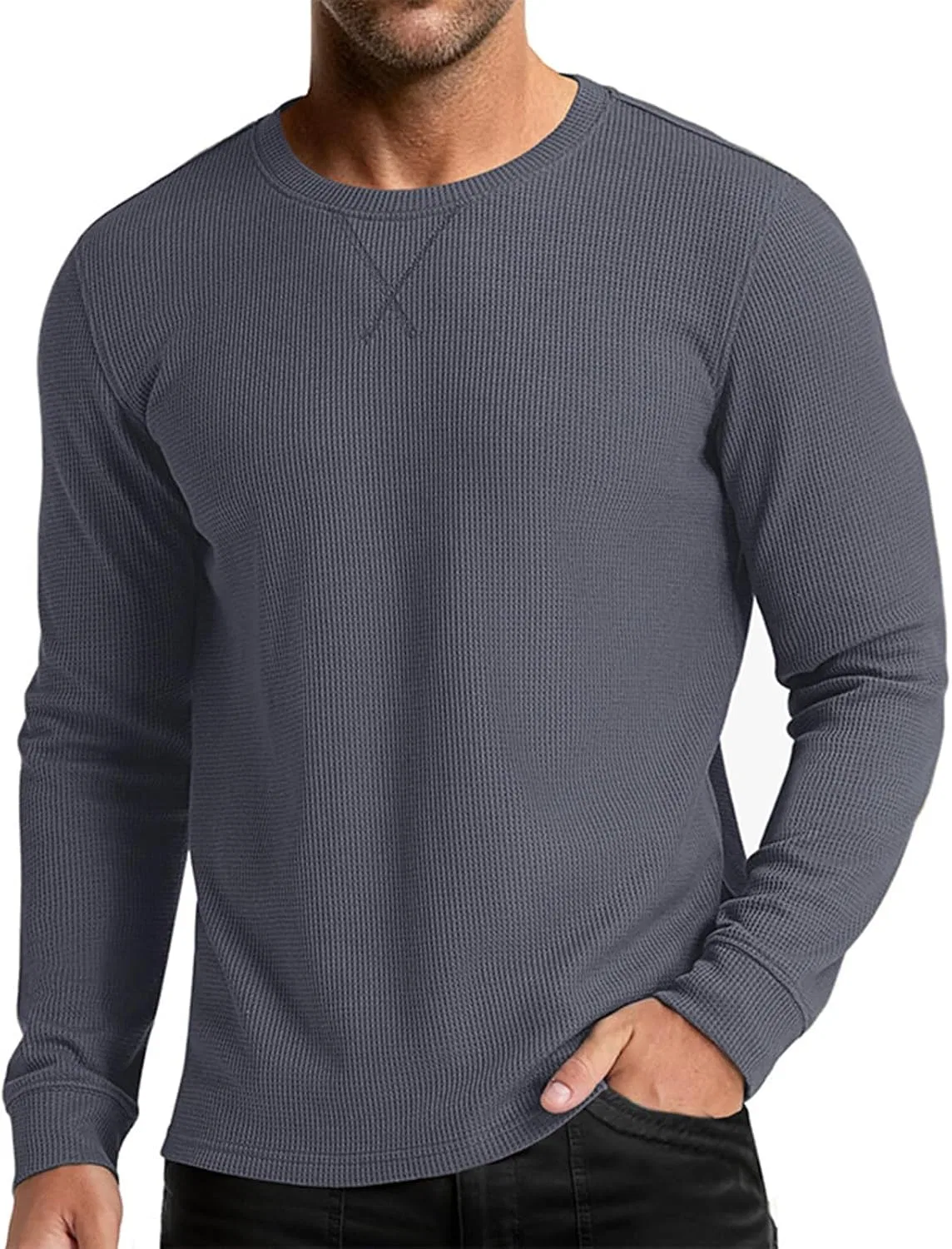 Мужская повседневная футболка с длинным рукавом Classic Fit, Dark Gray