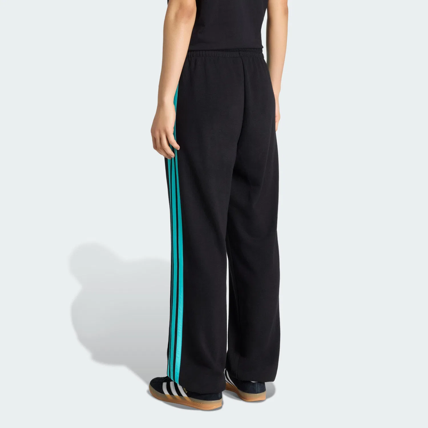 Женские брюки из футера с высоким поясом MERCEDES-AMG PETRONAS FORMULA 1 TEAM DNA HOSE Adidas, Schwarz Turkis — фото 3