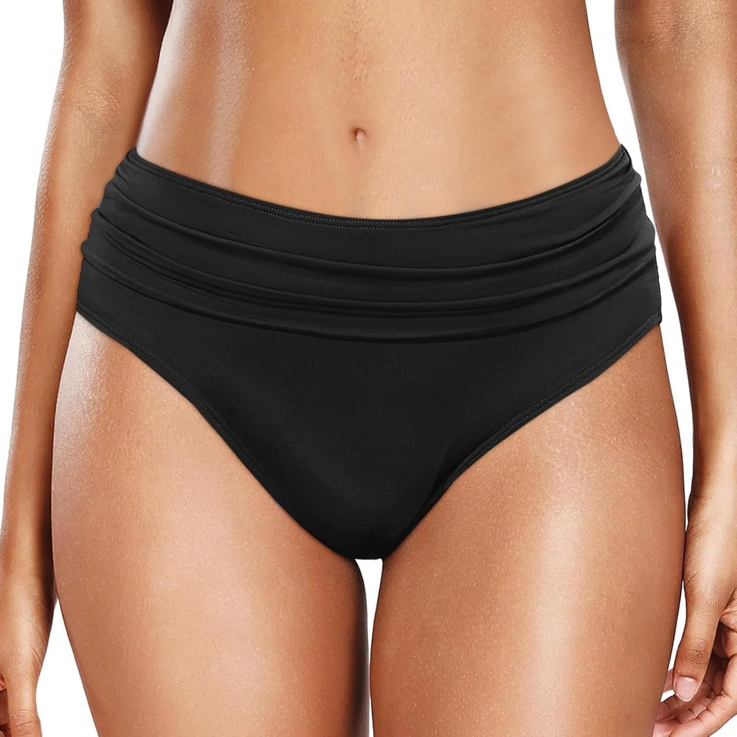 Женские высокие бикини с утяжкой живота Retro Swimwear, Black