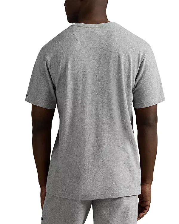 Женская ночная рубашка с коротким рукавом из сетки Feather Weight Mesh Short Sleeve Henley Polo Ralph Lauren, Heather/Navy — фото 3