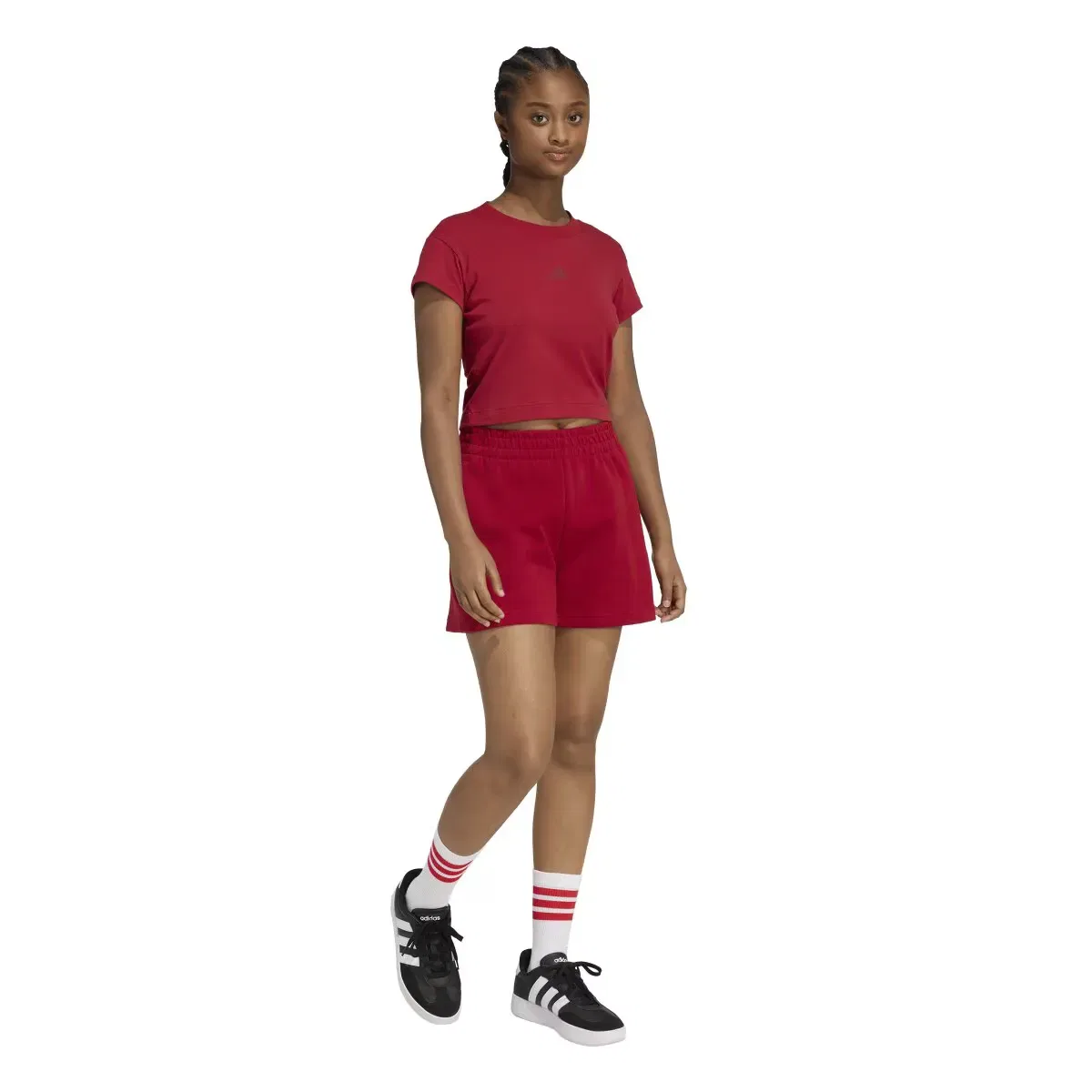 Женская футболка хлопковая adidas, Burgundy — фото 3
