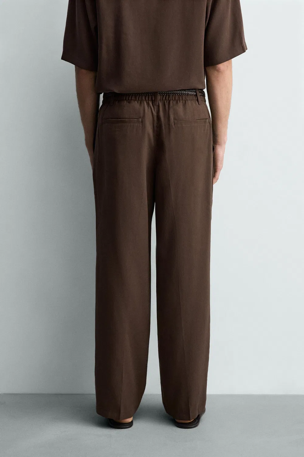 Свободные, струящиеся, плиссированные брюки ZARA, Brown — фото 3