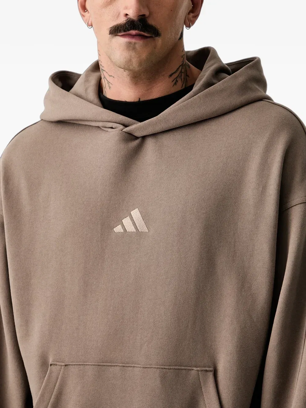 Худи с вышитым логотипом Adidas, коричневый — фото 4