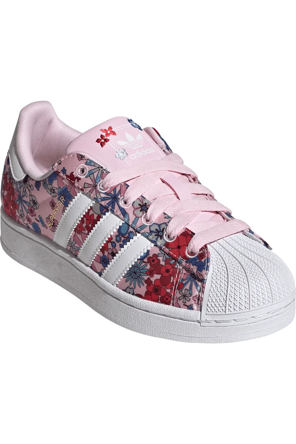 Кроссовки детские с зубчатыми полосками Superstar II adidas, Clear Pink/White/Light Pink