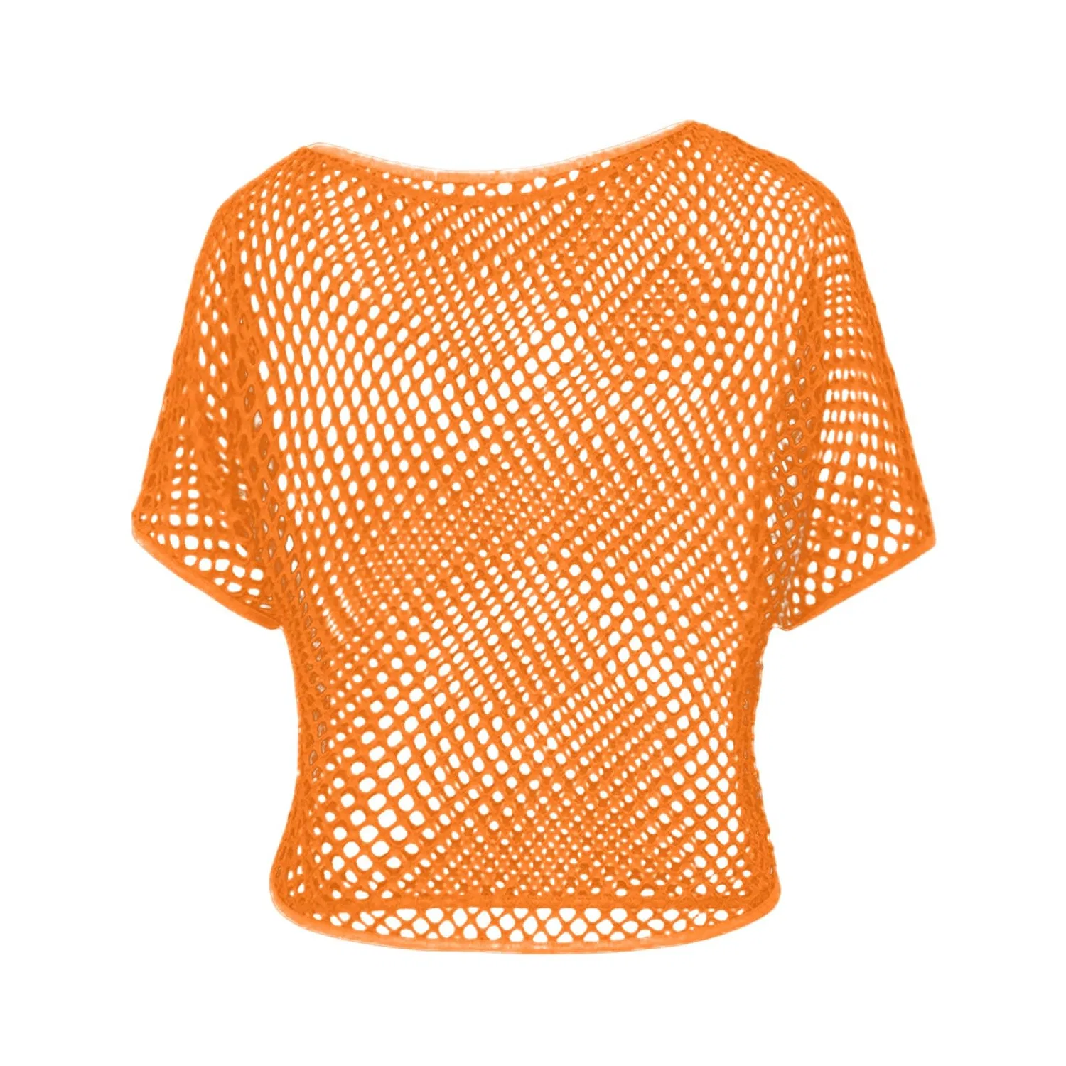 Женская блузка с коротким рукавом и сетчатой вставкой, Orange — фото 4