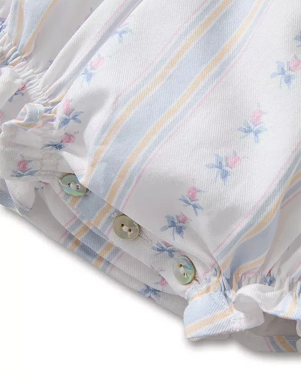 Детский боди-комбинезон для девочек с коротким рукавом-рюш Сottage Stripe Petite Plume, белый — фото 4