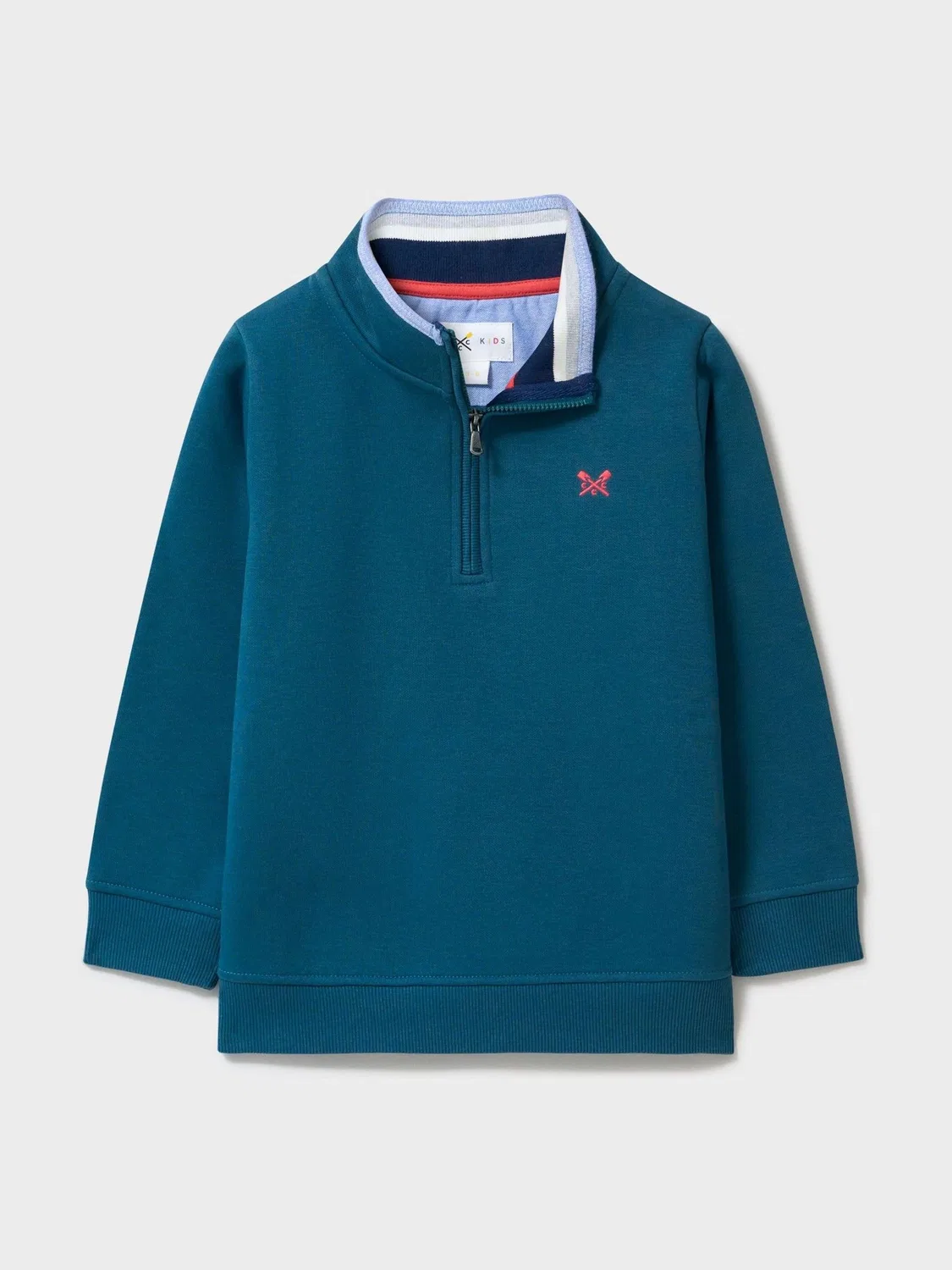 Свитшот с полузастежкой Crew Clothing, бирюзово-синий