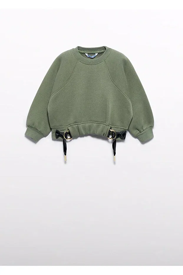 Детское для девочек свитшот с принтом Crop Generic Brands, Green — фото 2