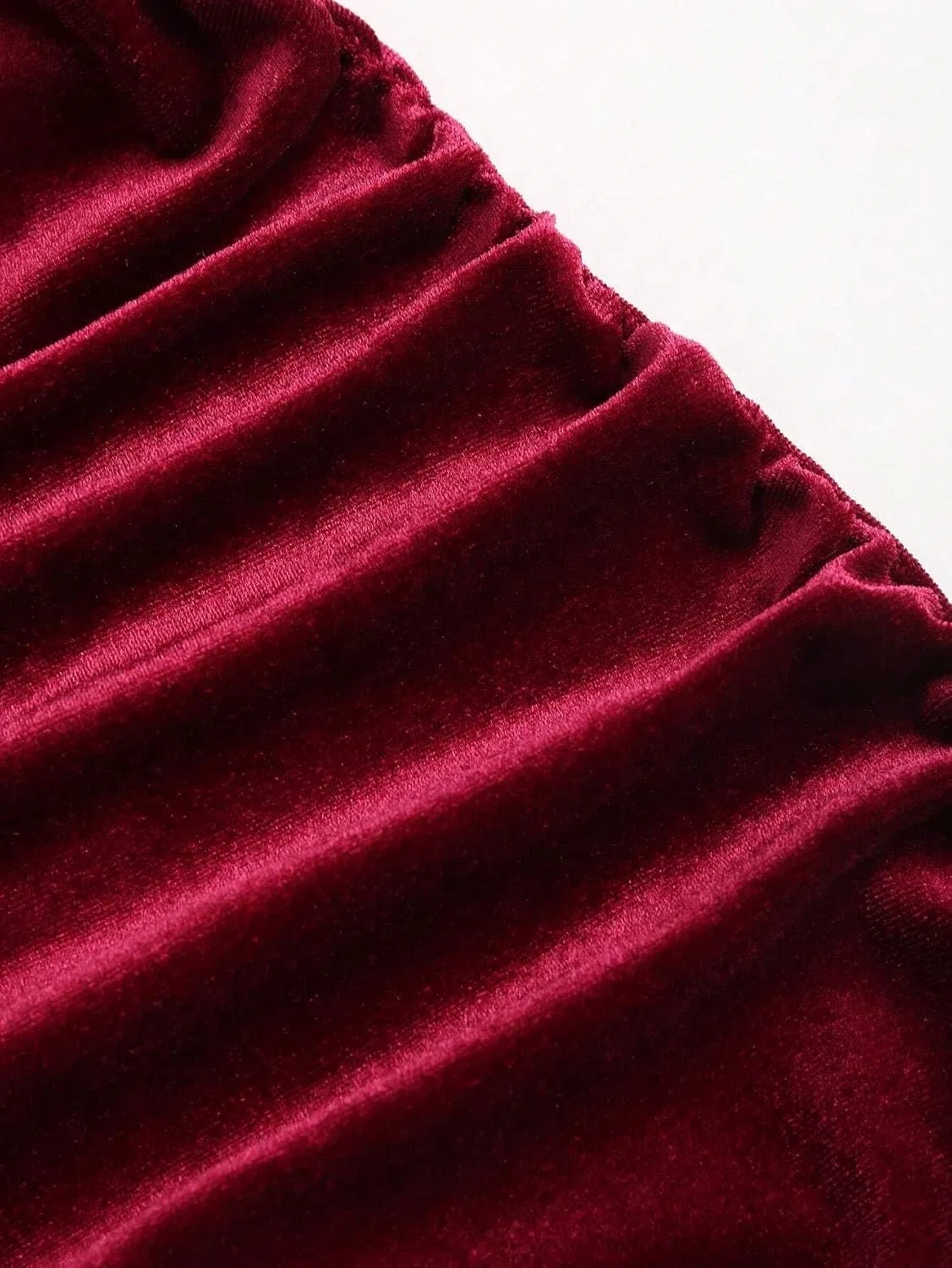 Женское вельветовое ками-платье с разрезом на спине, Burgundy — фото 4