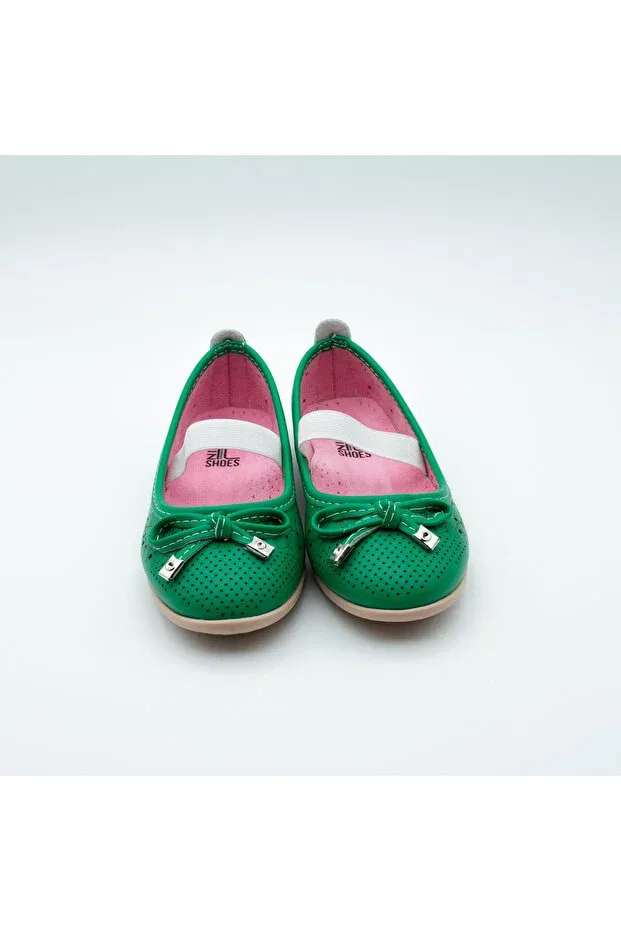 Детские туфли-балетки для девочек с бантом Arçın Shoes, Dark Green — фото 3