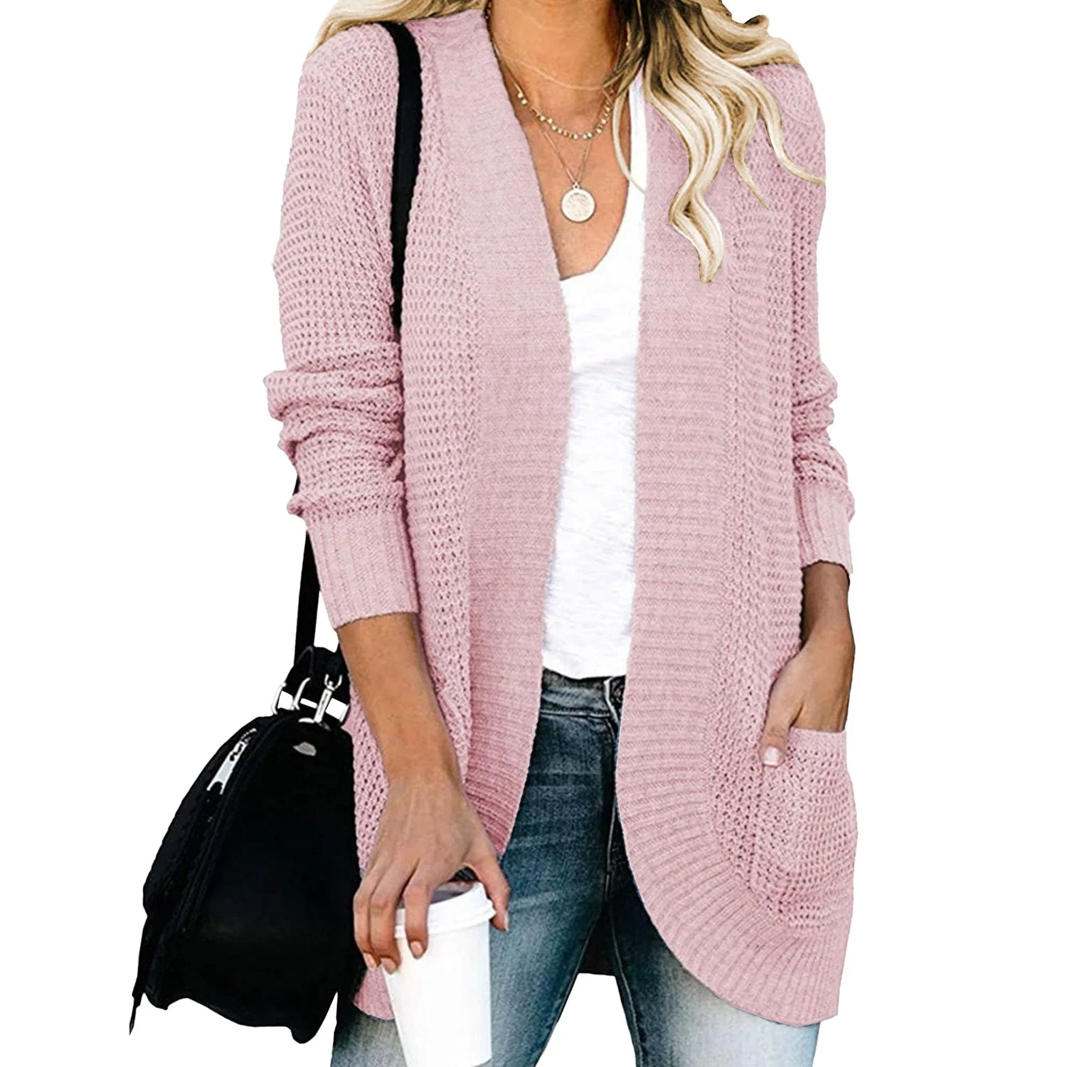 Женский свободный кардиган с карманами, Rosa