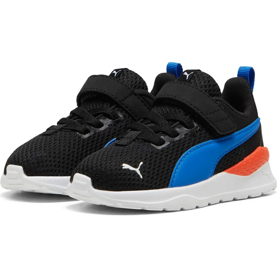Кроссовки детские с липучками Anzarun Lite Puma, Зелено-черно-белый — фото 3