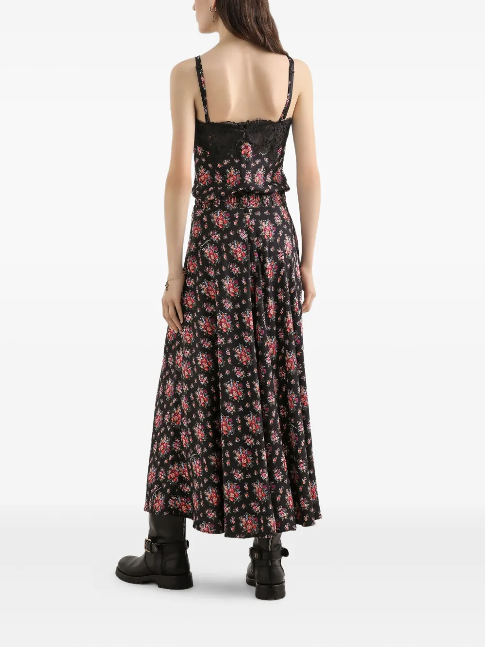 Кружевной топ с цветочным принтом Dolce & Gabbana, черный — фото 3