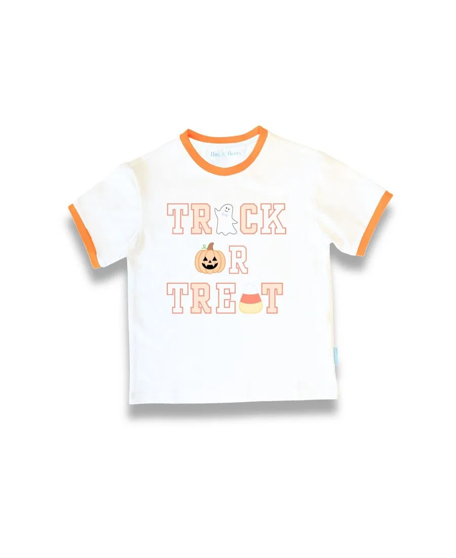 Детская футболка с галстуком-бабочкой Trick-or-Treat Bits & Bows, Orange/White