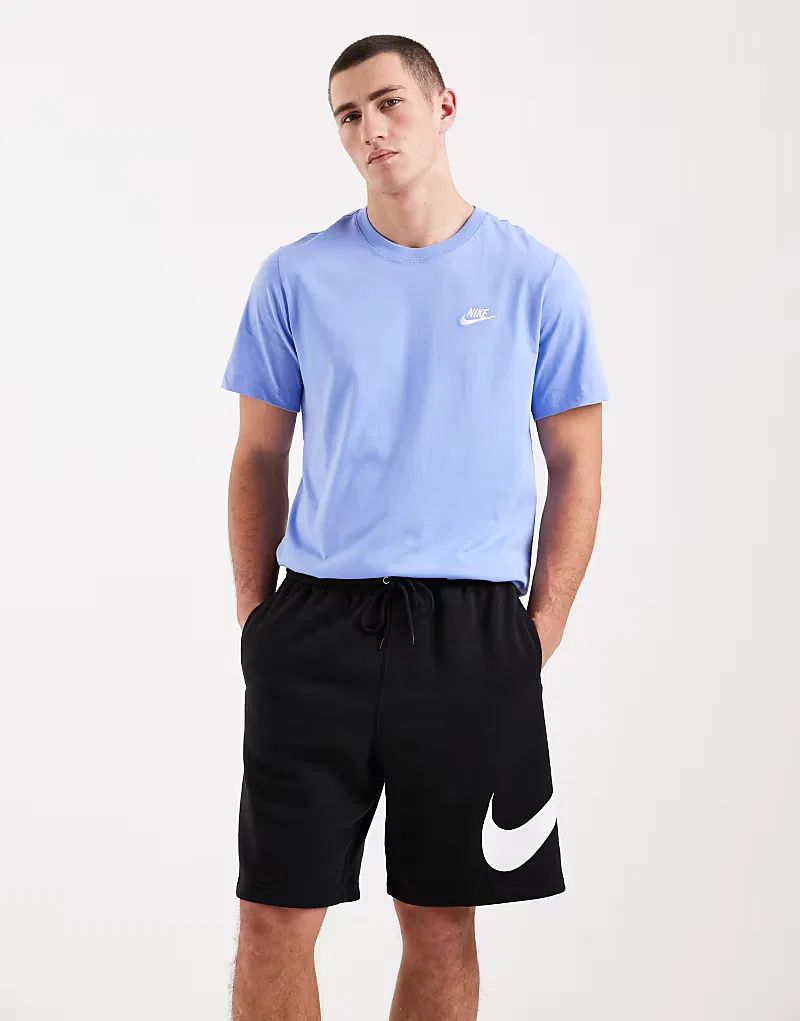 Флисовые шорты Nike Club с большим логотипом, черный — фото 2