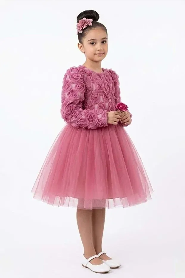 Детское платье для девочек с геометрическим принтом Luvia Mnk Baby&Kids, Rose Dry