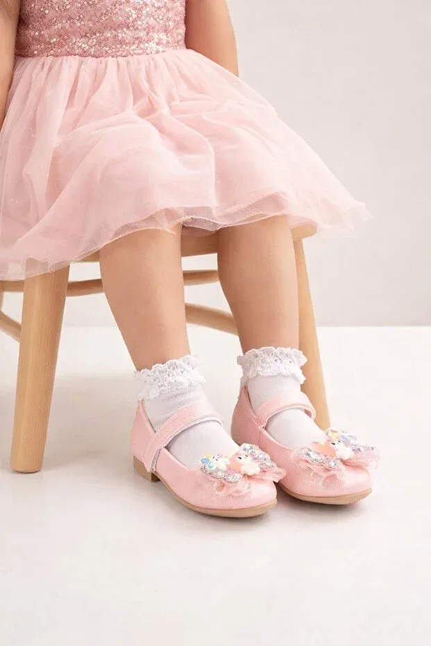 Детские балетки для девочек с принтом Minibonito, Pink — фото 3