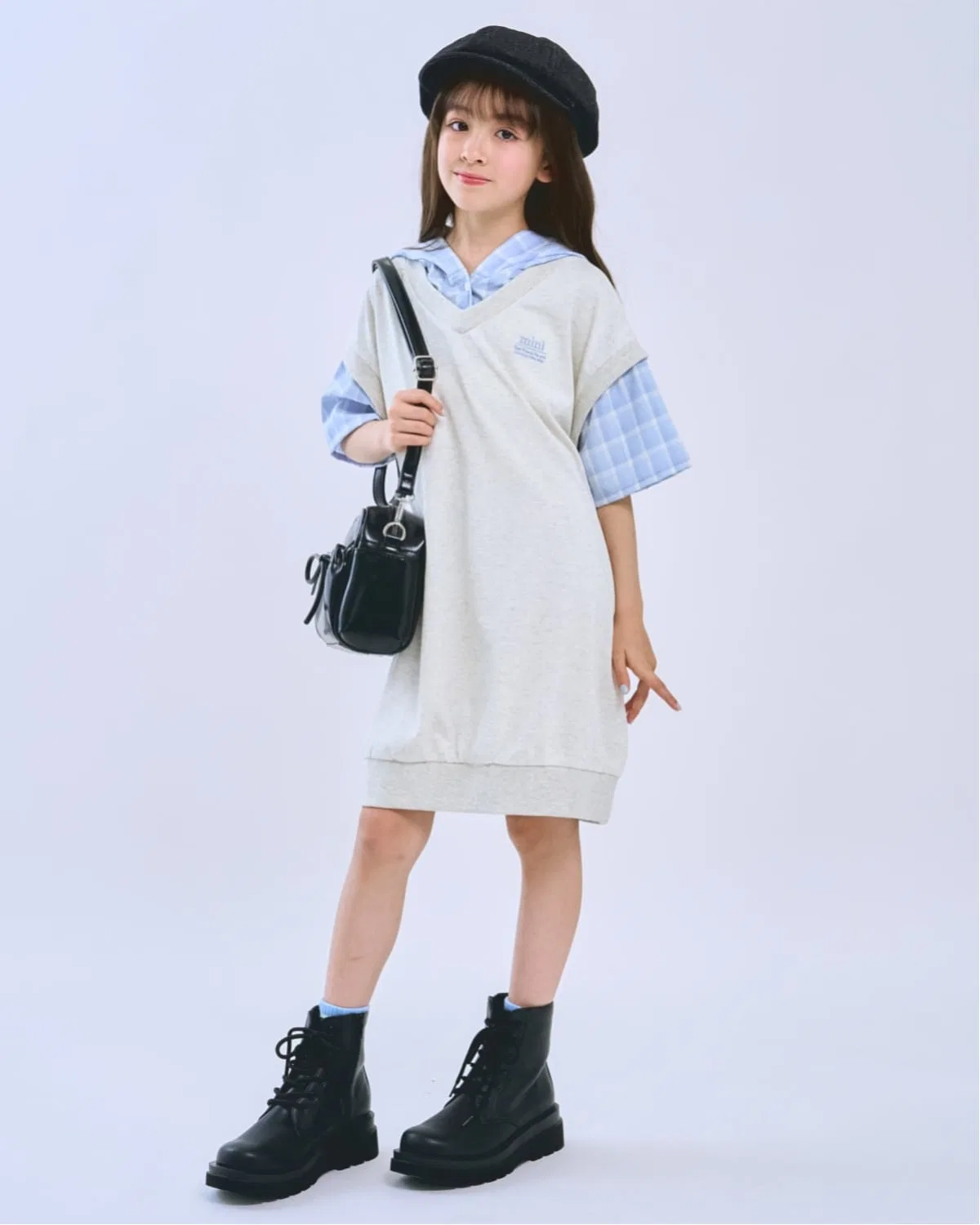 Детское платье-худи с длинным рукавом модель Shirt Layered, minimal, White — фото 4