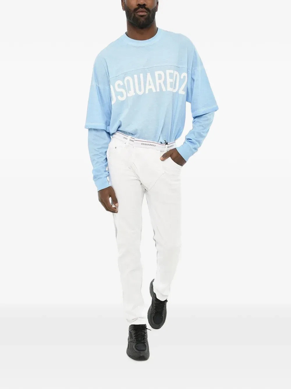 Джинсы на резинке Dsquared2, белый — фото 2