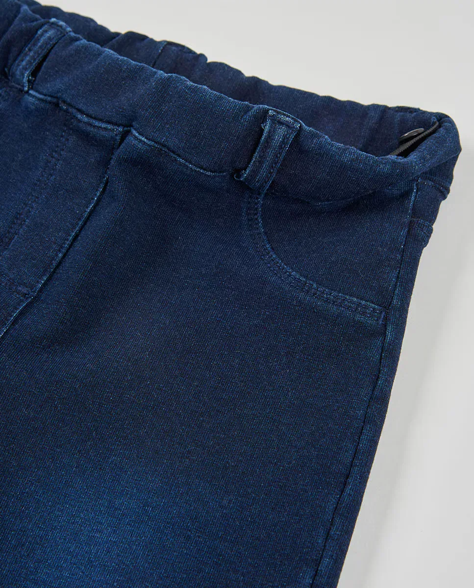 Детские джинсы для девочек из футера с завышенной талией Boboli, Azul Denim — фото 2