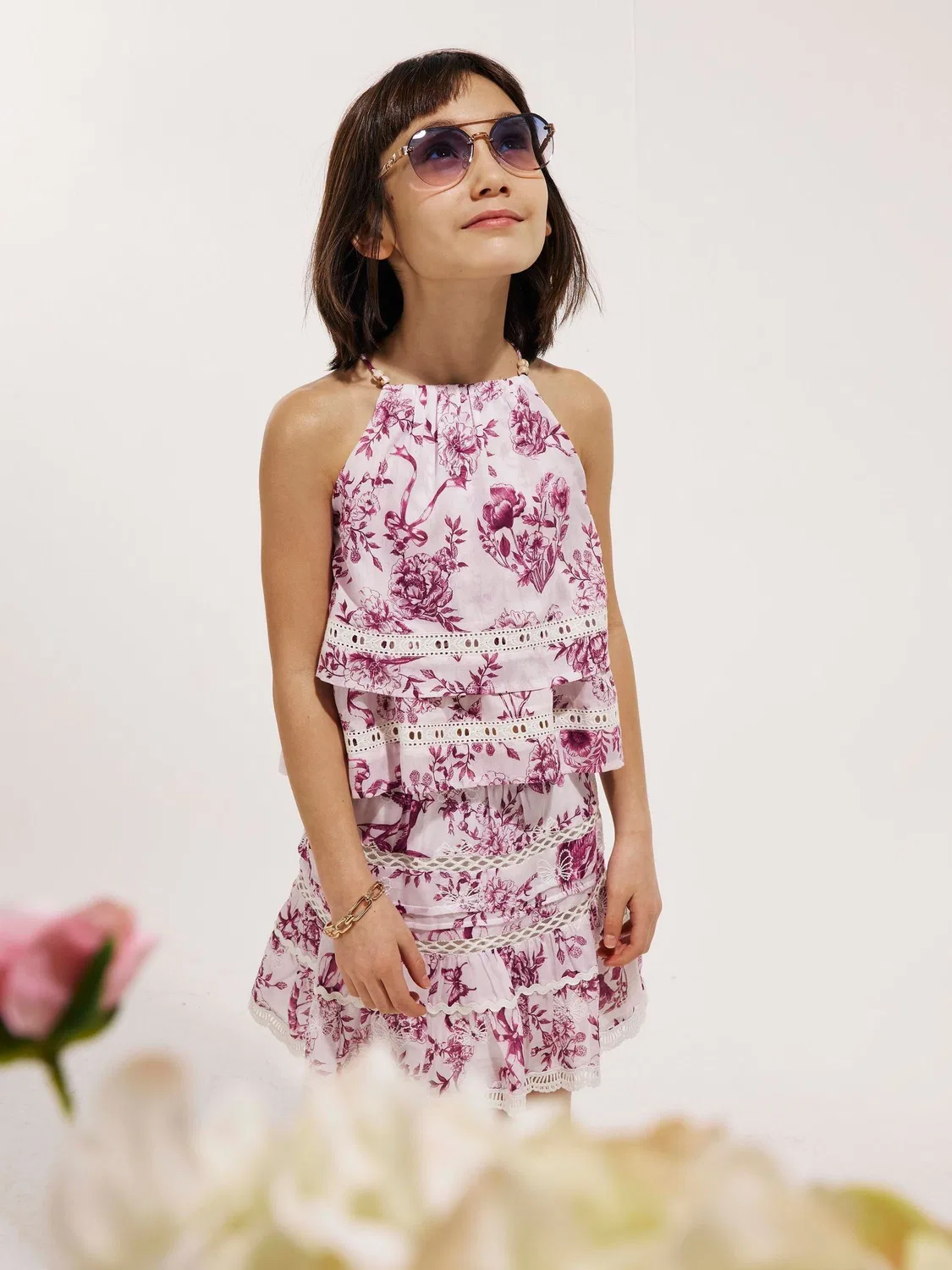 Комплект топ с запахом и юбка River Island White