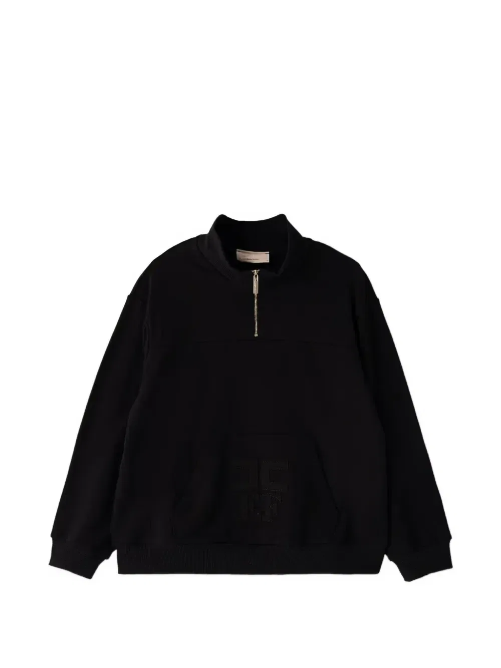 Свитер на молнии до середины груди с вышитым логотипом Elisabetta Franchi Kids, черный