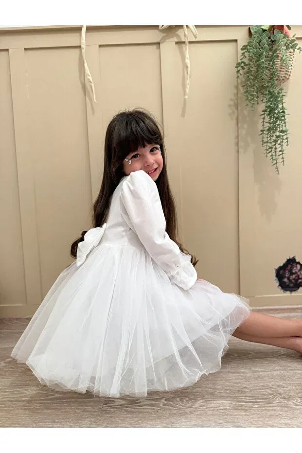 Детское платье для девочек с длинным рукавом Cinderella Penu Baby Kids, White