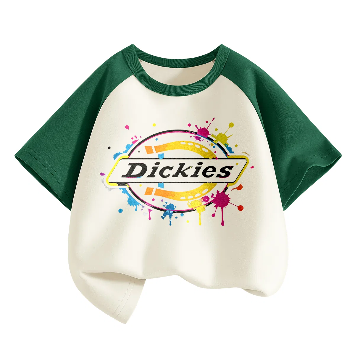 Детская футболка с принтом Splatter Ink Green White Dickies, Splatter Ink Green White