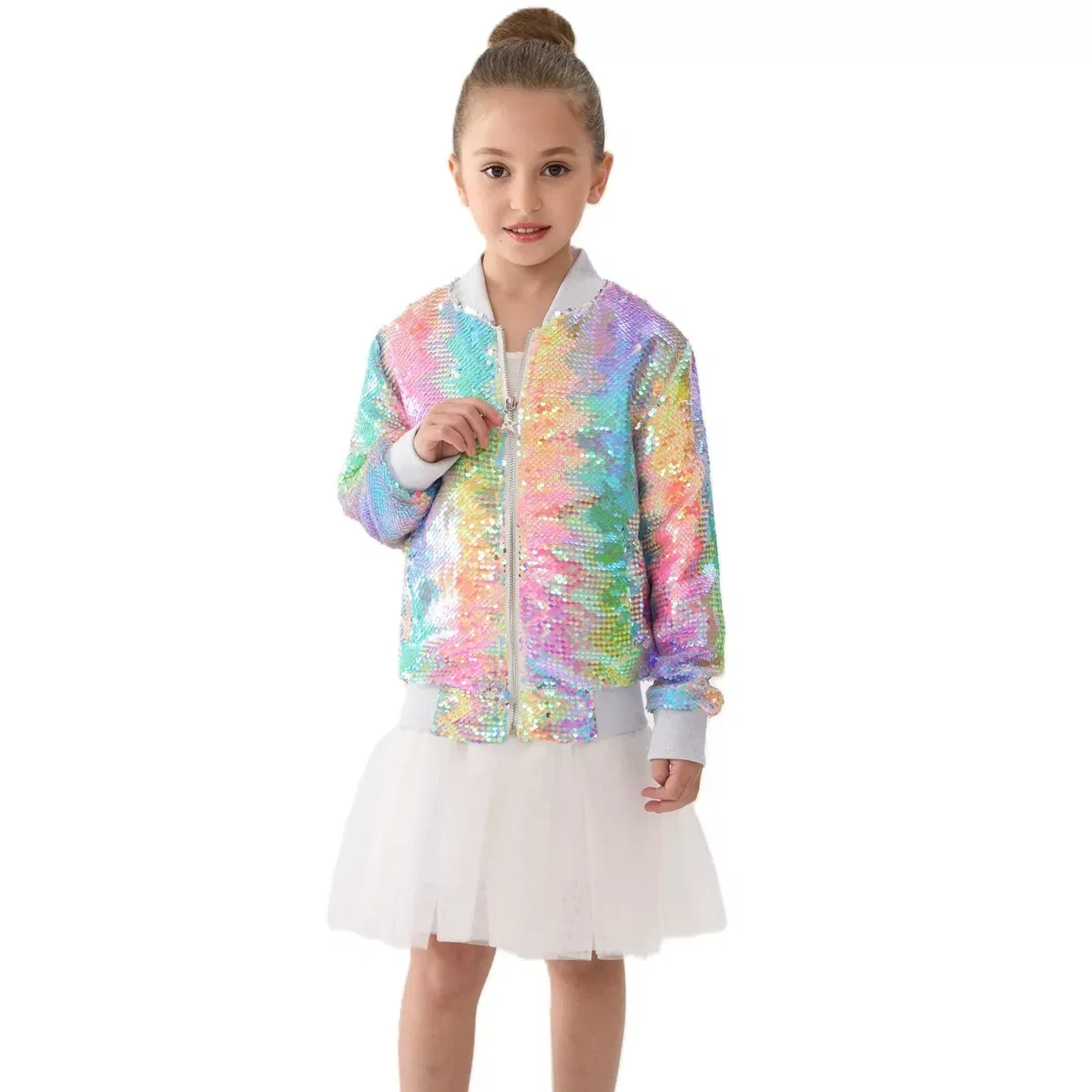 Детская куртка-бомбер с пайетками Rainbow Sequin 2bunnies, Multicolored