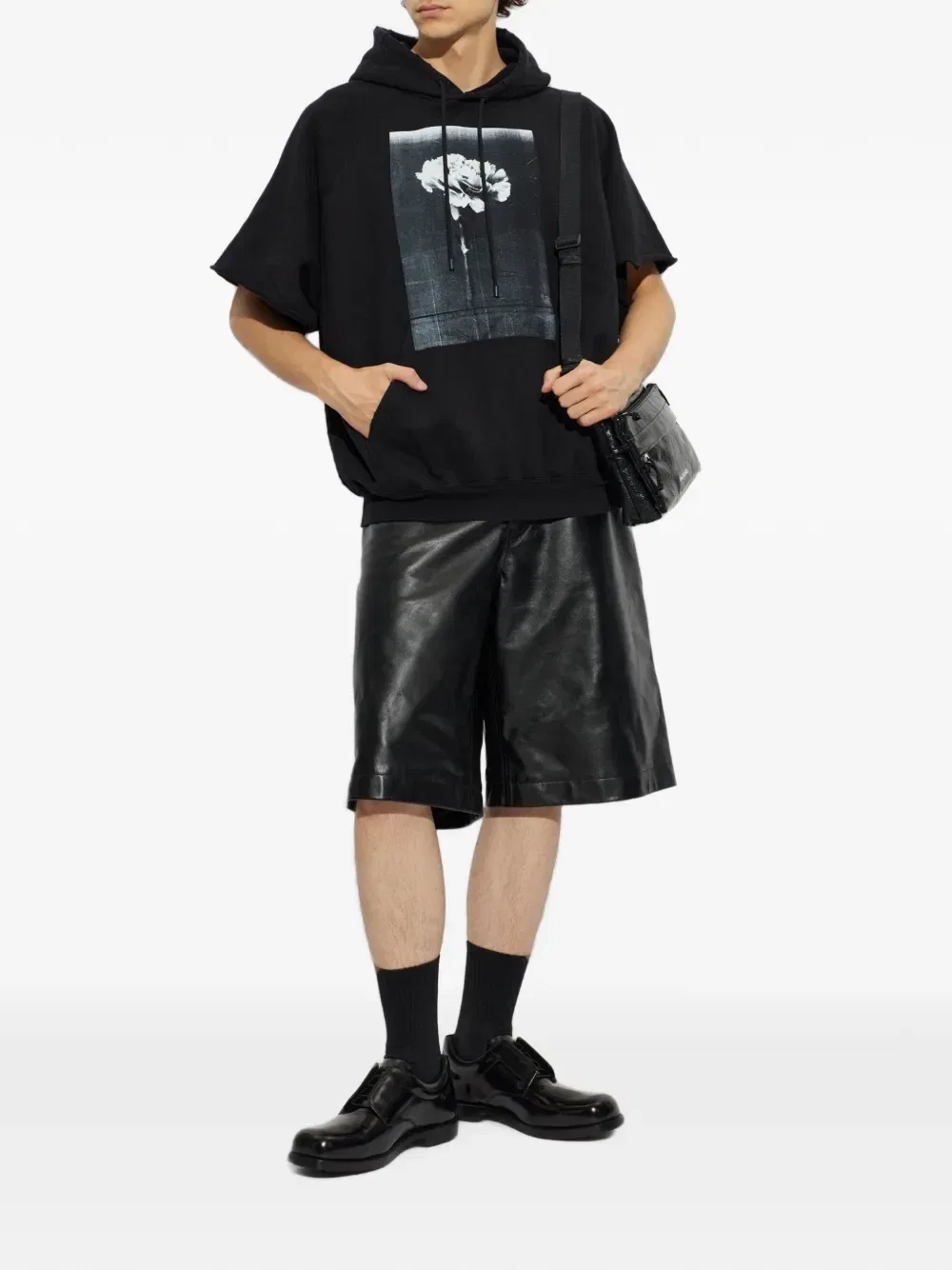 Худи с короткими рукавами и цветочным принтом Balenciaga, черный — фото 2