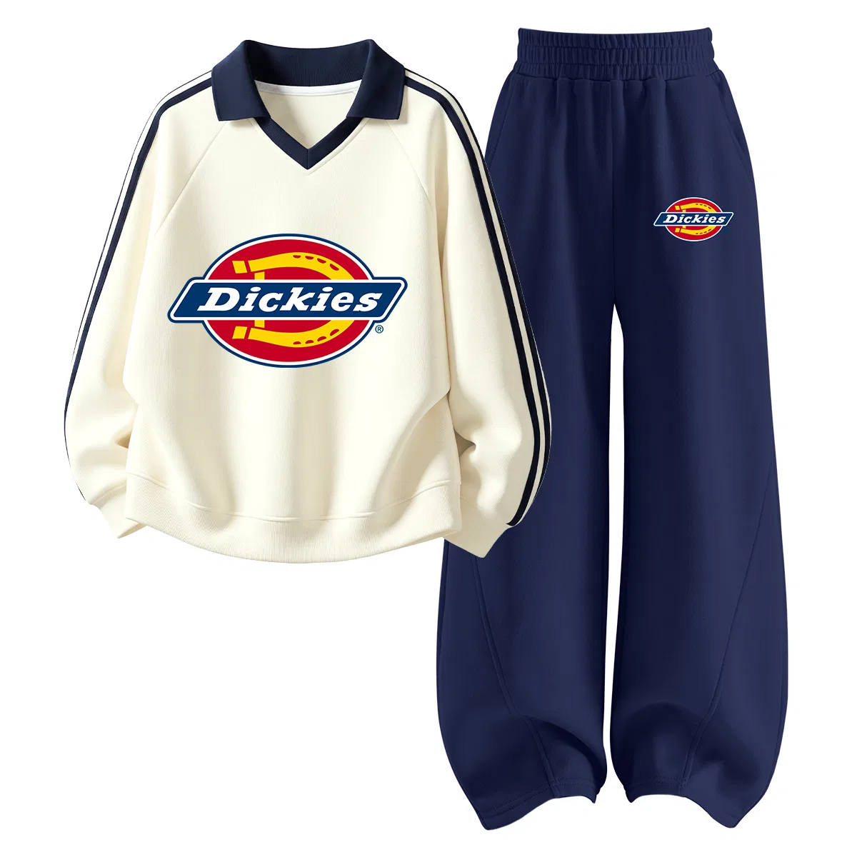 Детский комплект из поло и брюк Dickies, S Logo Thick Ivory White+S Logo Thick K Navy Blue