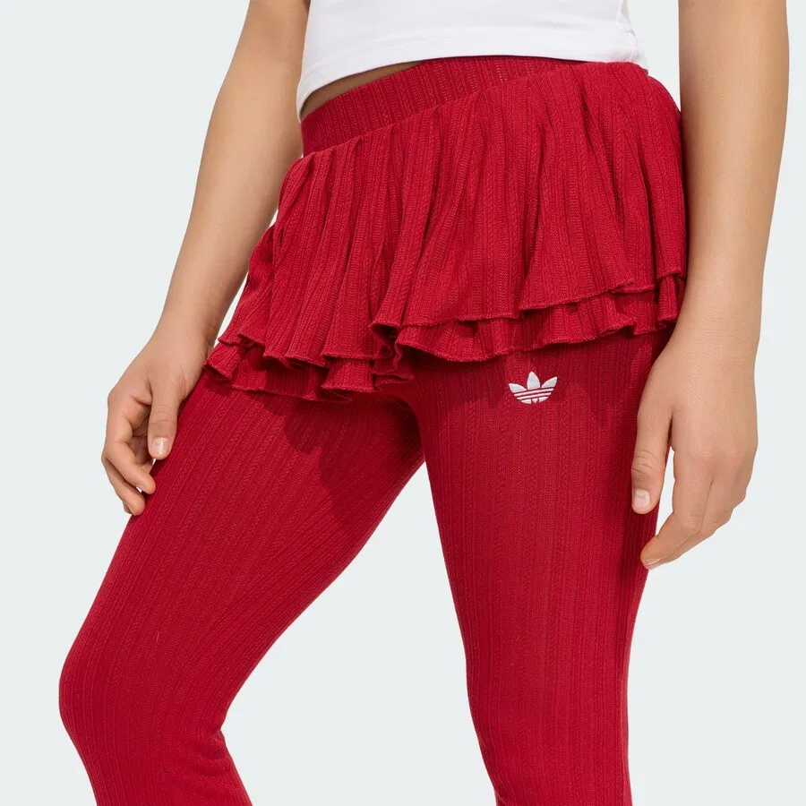 Расклешенные леггинсы ADIDAS ORIGINALS красного цвета — фото 3