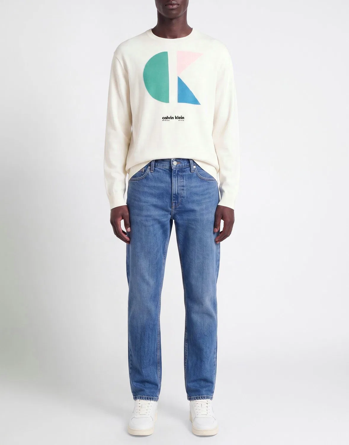 Мужской джемпер с вышивкой Calvin Klein, белый — фото 2