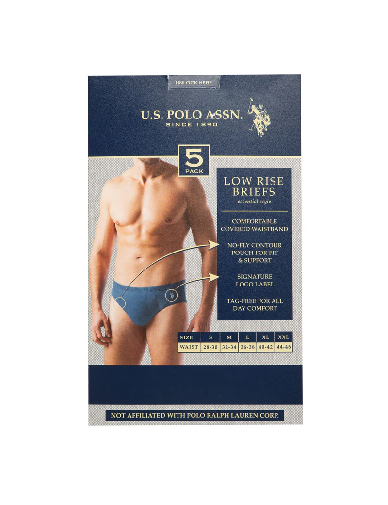 Комплект трусов U.S. Polo Assn 5pk Lowrise, 5 шт., черный/синий/красный — фото 3
