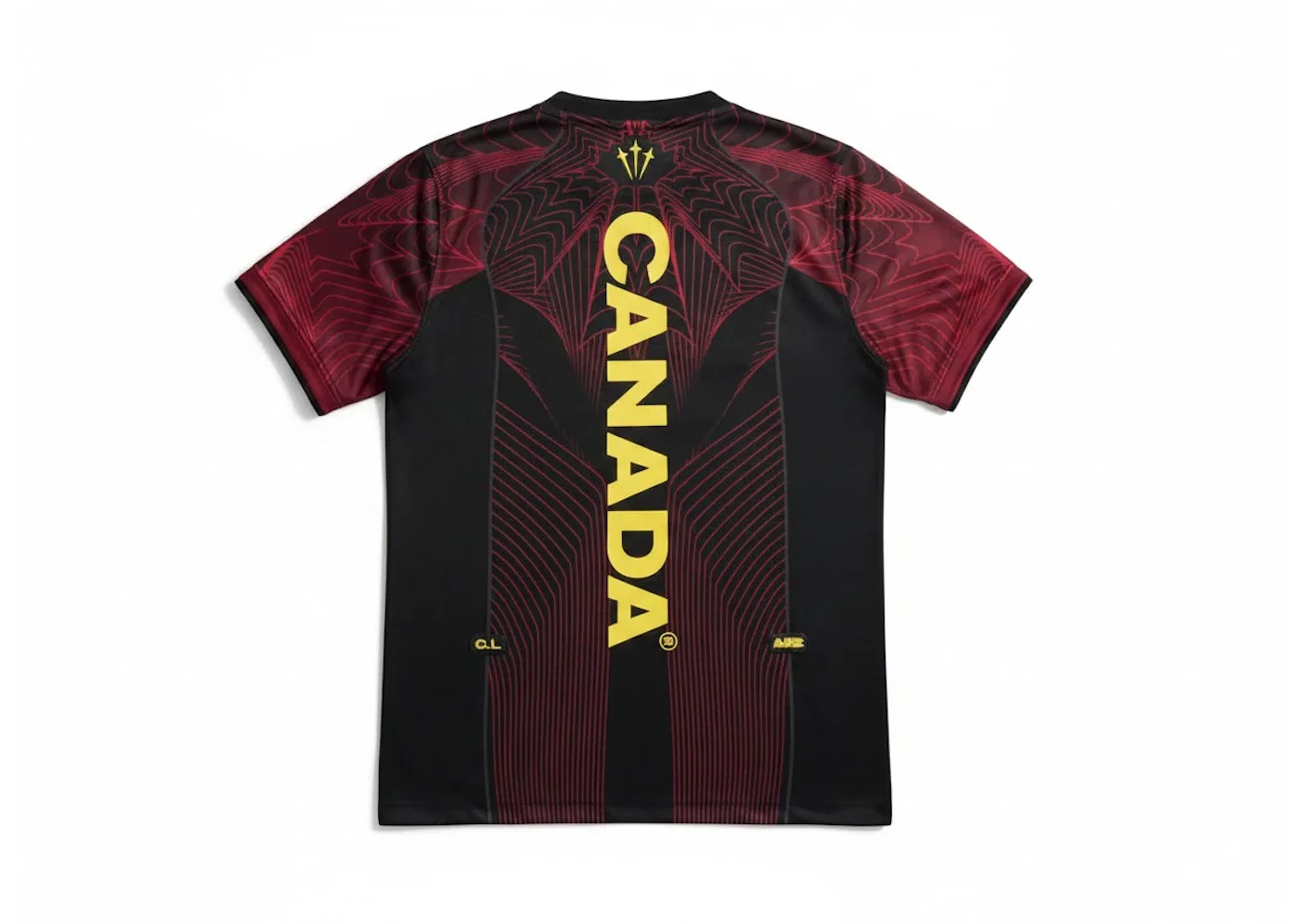 Детская футбольная джерси Dri-FIT с длинным рукавом Nike Canada CSA x NOCTA, Black/University Red/Sonic Yellow — фото 2