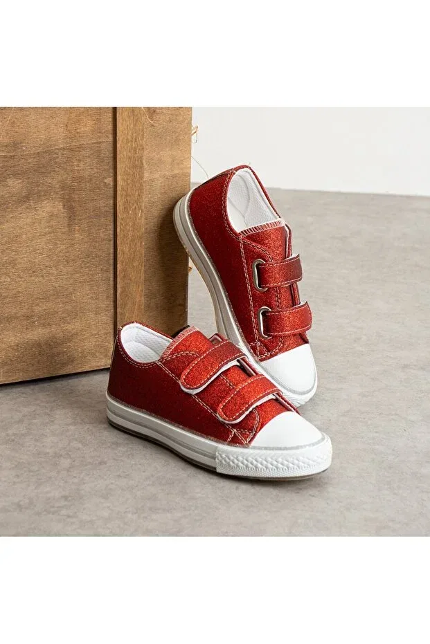 Детские повседневные туфли для девочек на липучках Surpie Shoes, Red