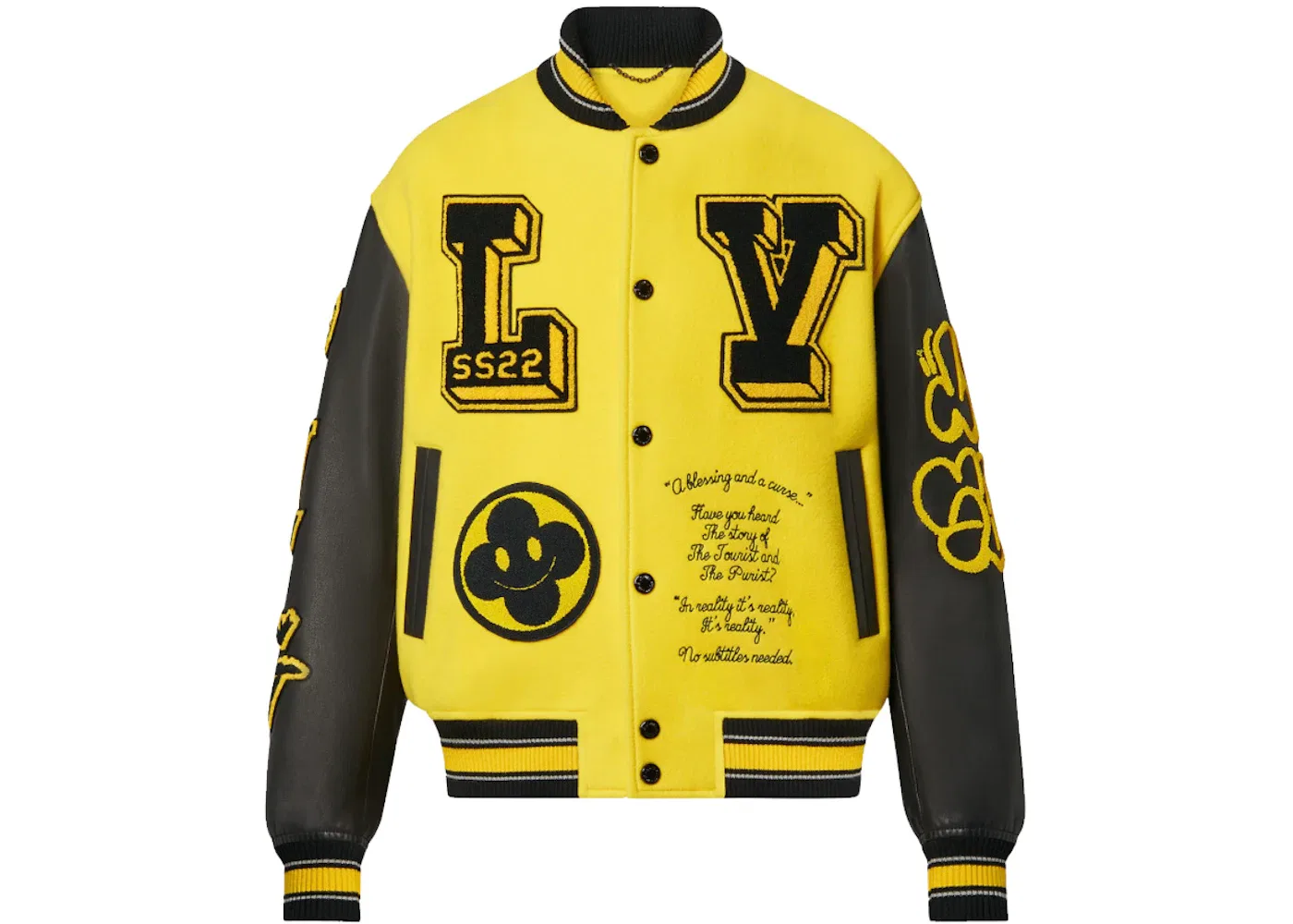 Мужская куртка-бомбер кожаная с вышивкой Varsity Louis Vuitton, Black