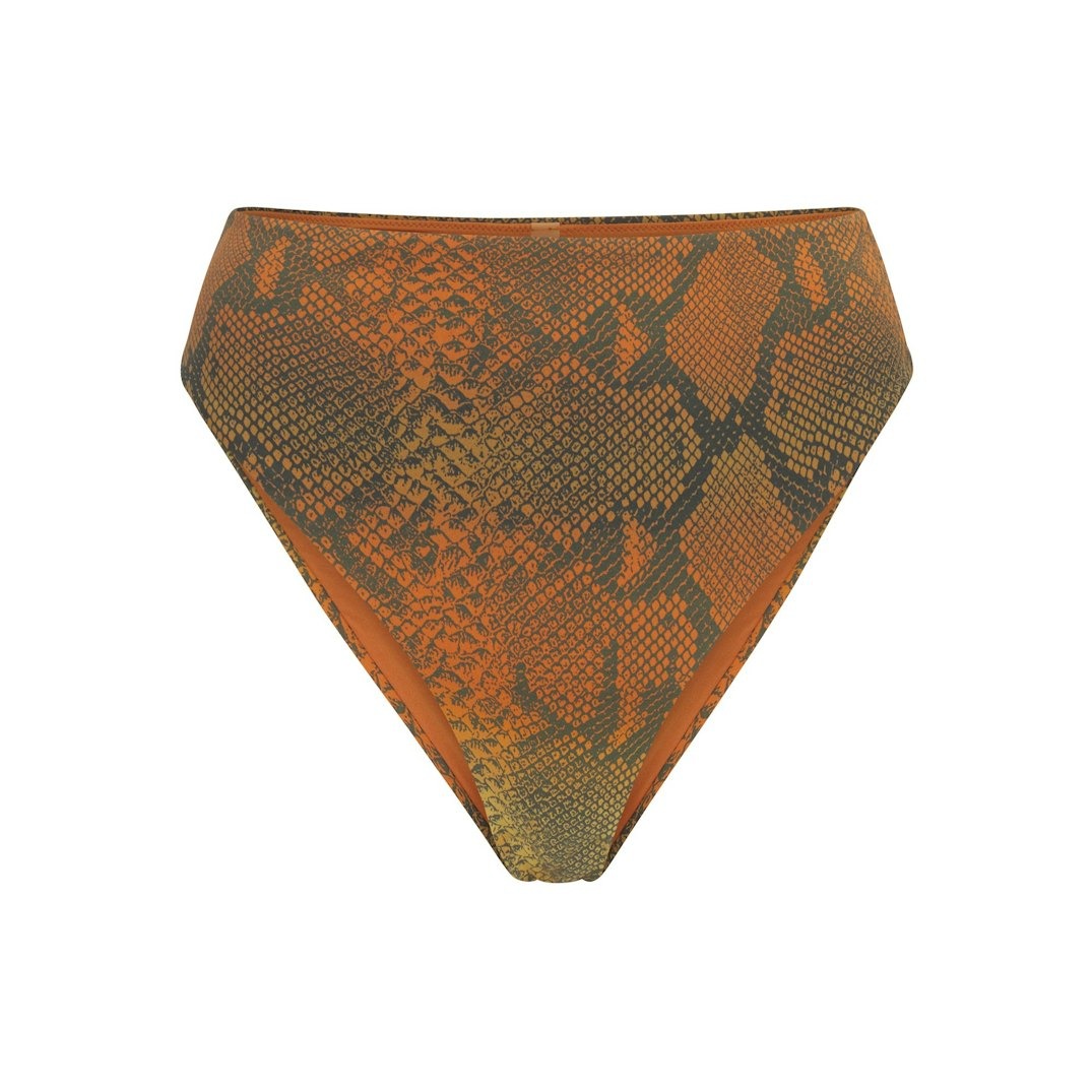 

Купальник SKIMS Signature Swim High Waisted Bikini, коричневый/зеленый