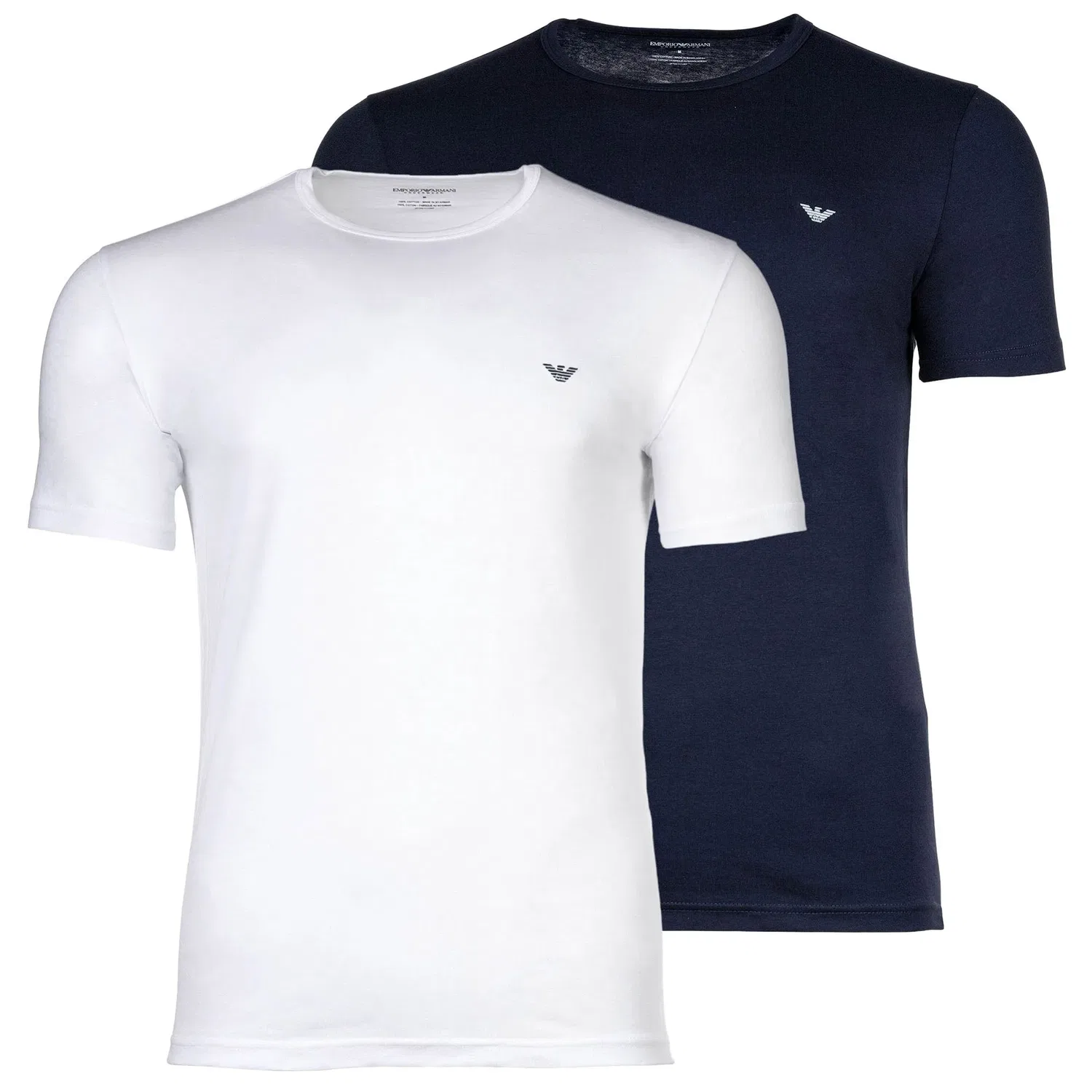 Футболка в 2 шт, хлопок, Emporio Armani, синий/белый