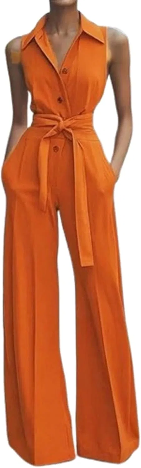 Женский комбинезон с широкими штанинами, Orange