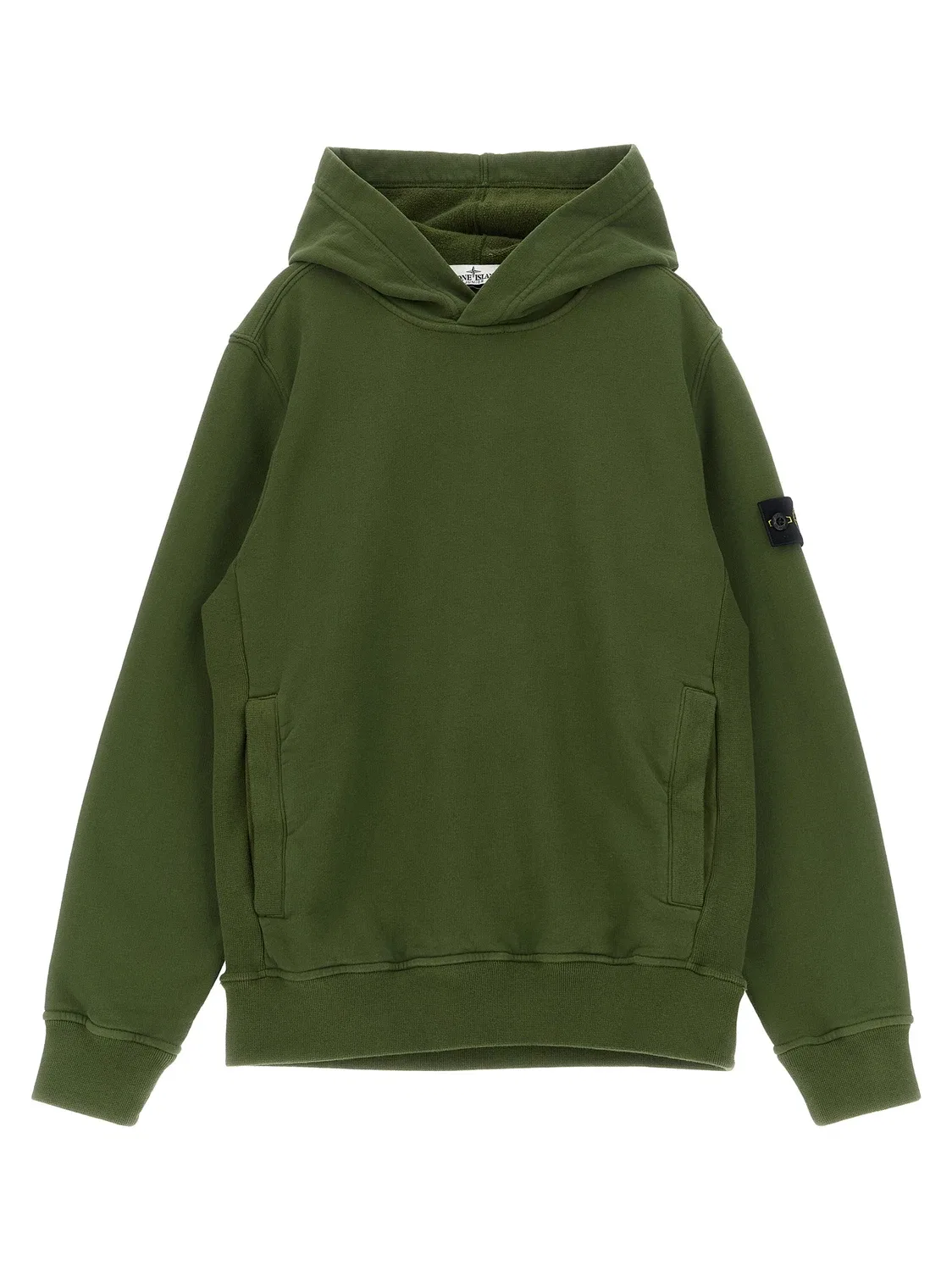 Худи с логотипом-значком Stone Island Junior, зеленый