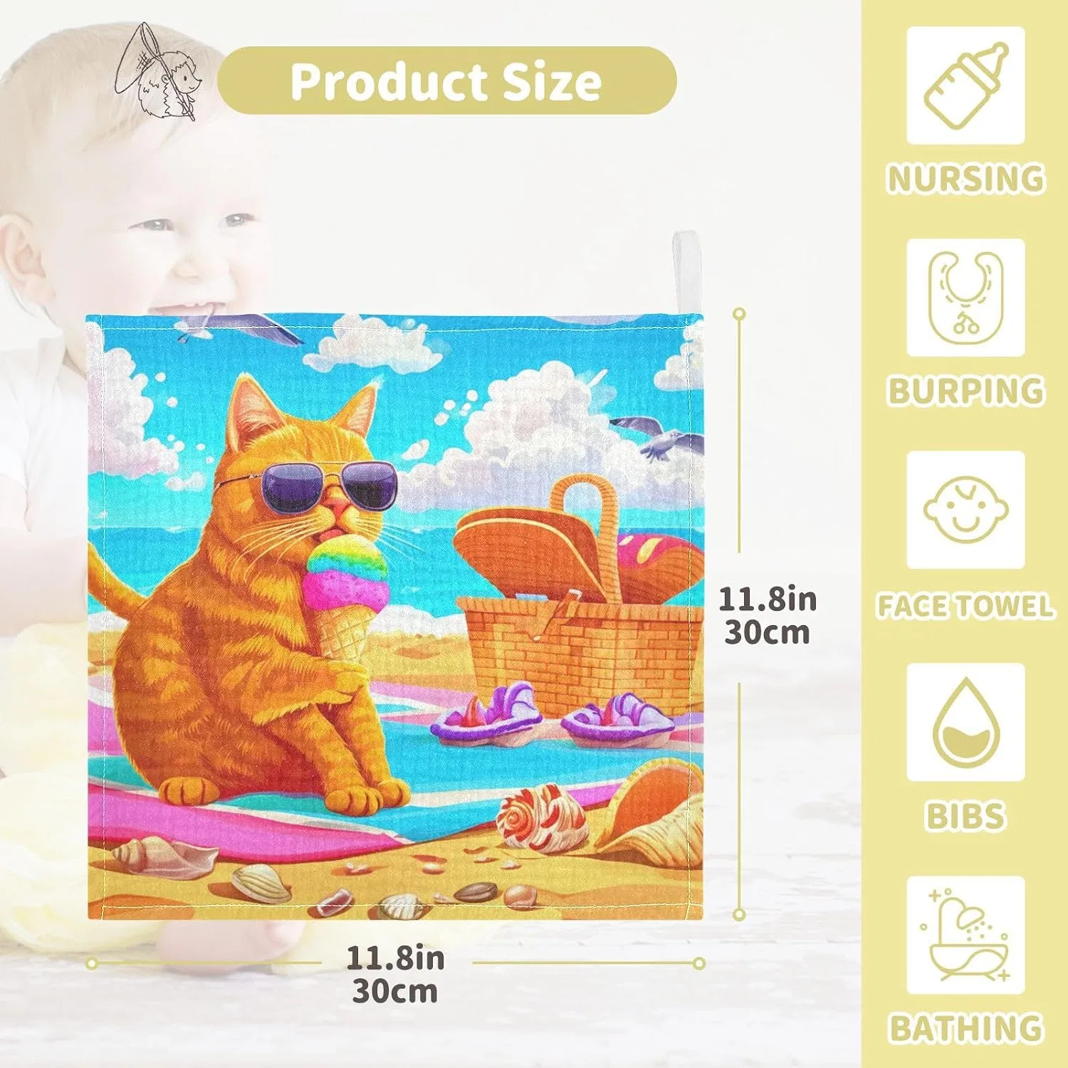 Детские мочалки с солнцезащитными очками, JUMBEAR, 5 штук, 30x30 см — фото 3