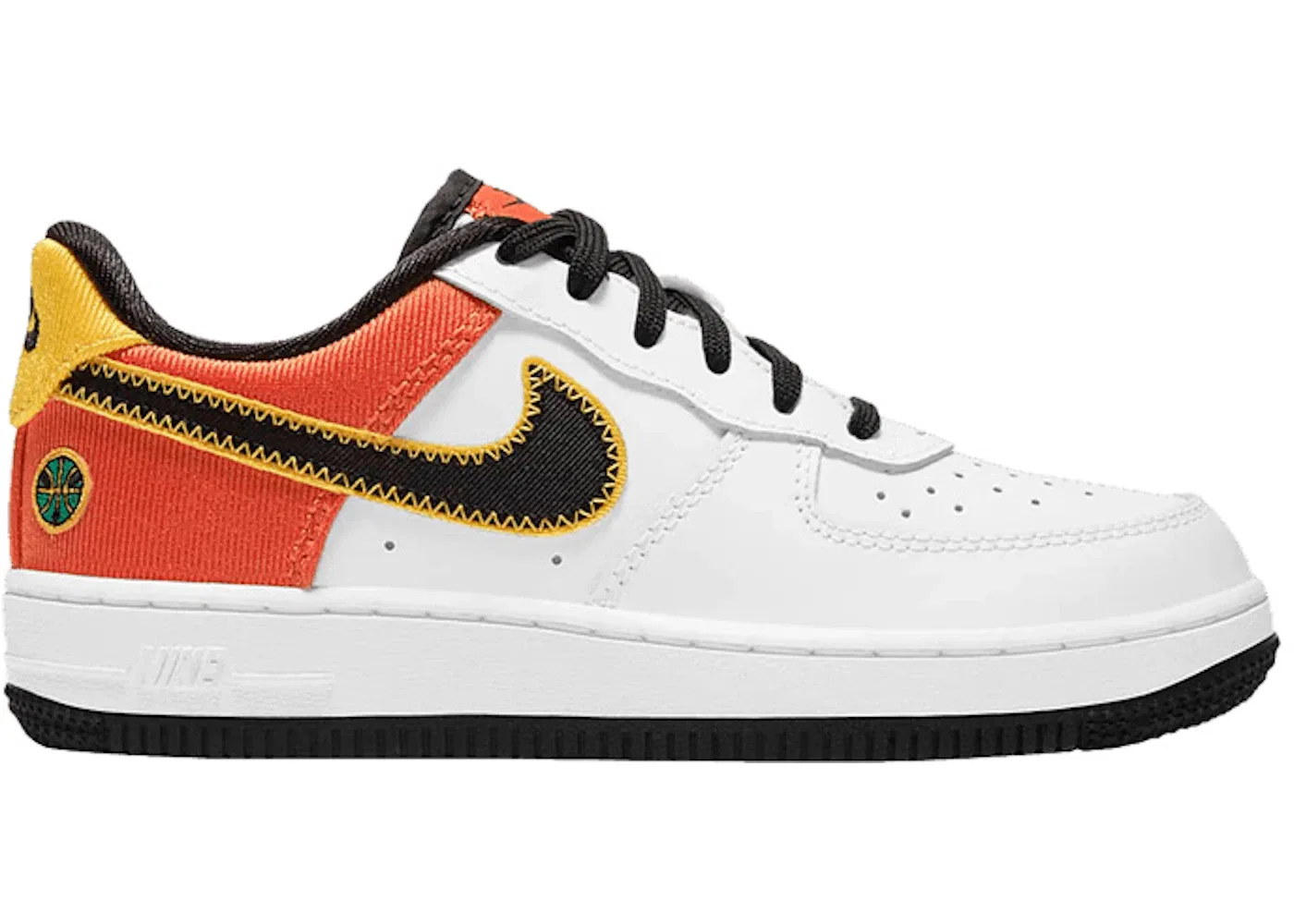 Детские кроссовки для мальчиков Nike Air Force 1 Low LV8, White/Orange Flash/Amarillo/Black