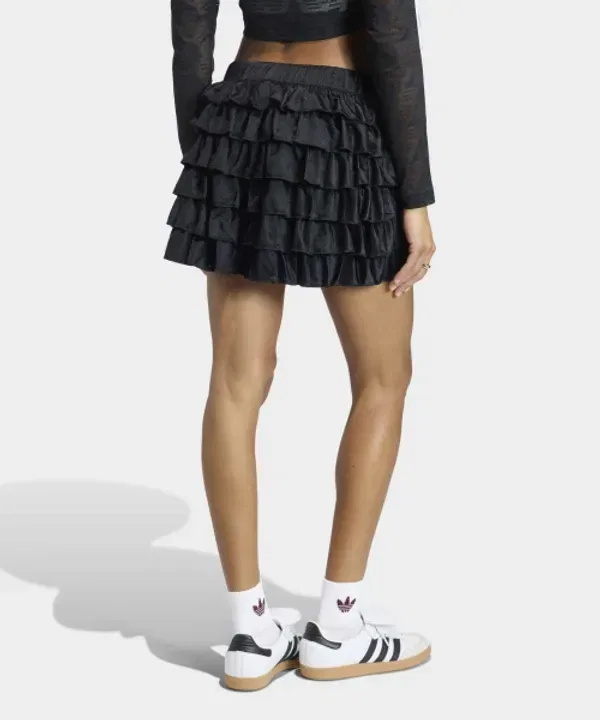 Мини-юбка с кружевными воланами, Adidas, черный — фото 2