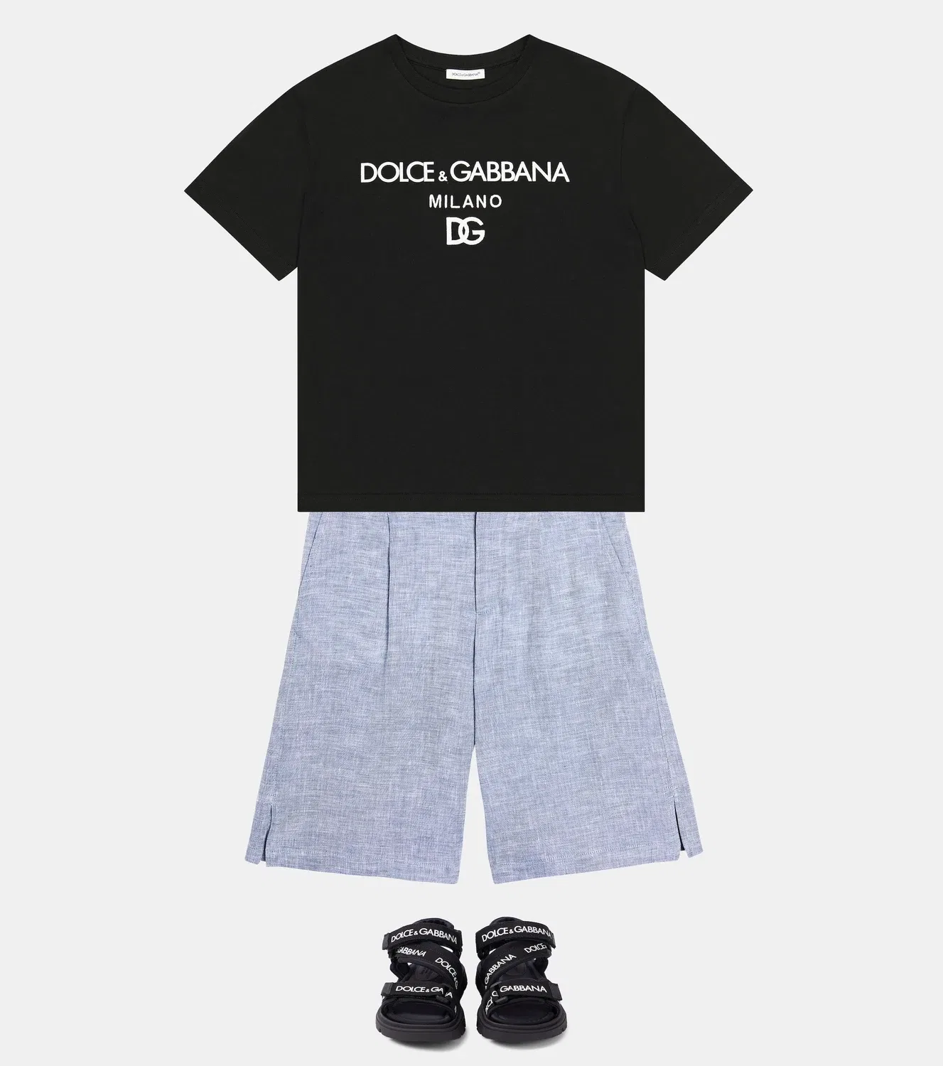 Шорты-бермуды льняные Dolce&Gabbana Kids, синий — фото 2