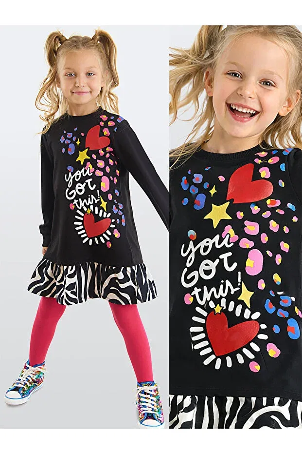 Детское платье для девочек с длинным рукавом Zebra Heart Mshb&G, Black