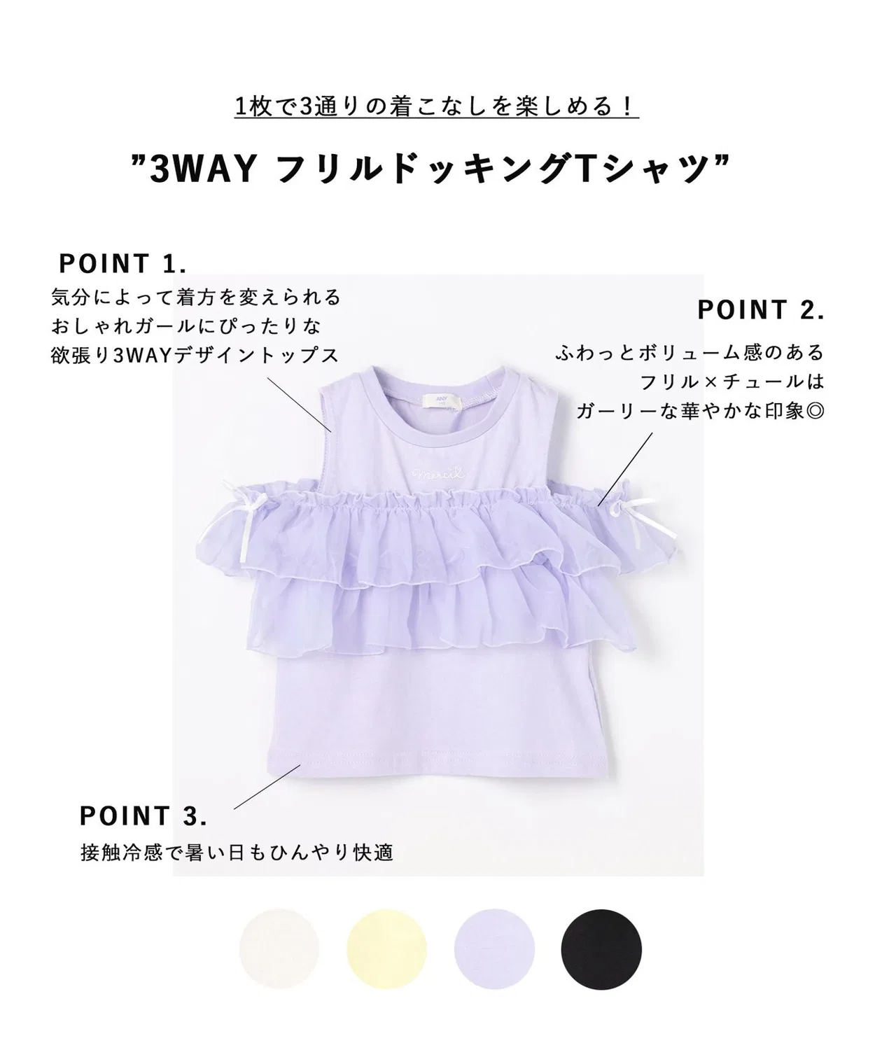 Детская футболка 3WAY с воланами и моделью Frill Dock T Shirt ANY, Sax Blue — фото 2