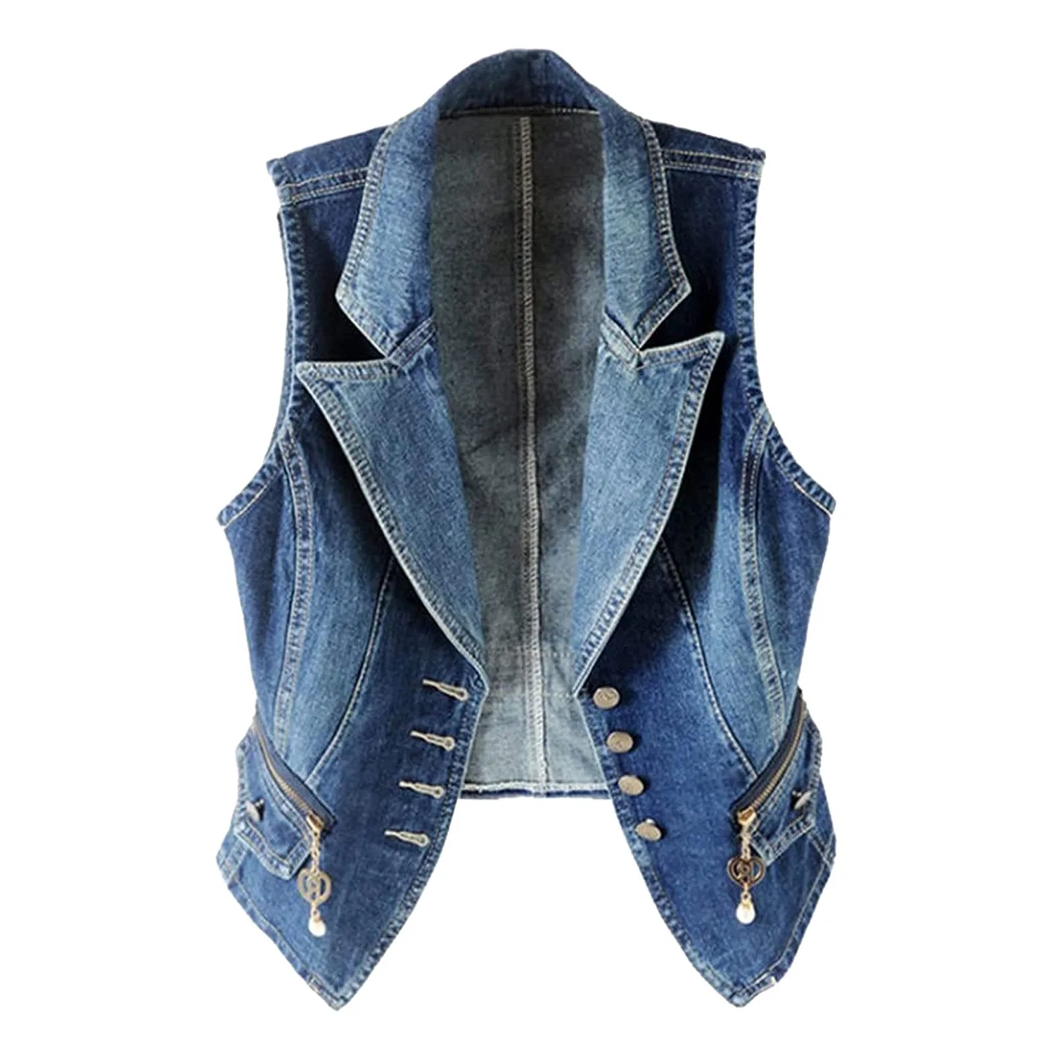 Женская джинсовая куртка без рукавов Vintage Autumn, blue