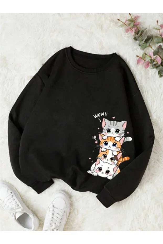 Детские свитшот для девочек с принтом Pelna, Black6
